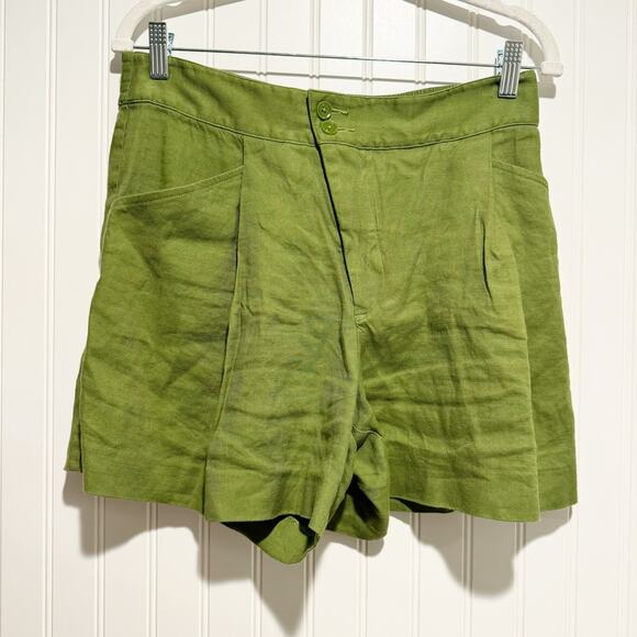 Cabi Traipse Linen Shorts Avocado Green Pull On Size 6 - Picture 3 of 7